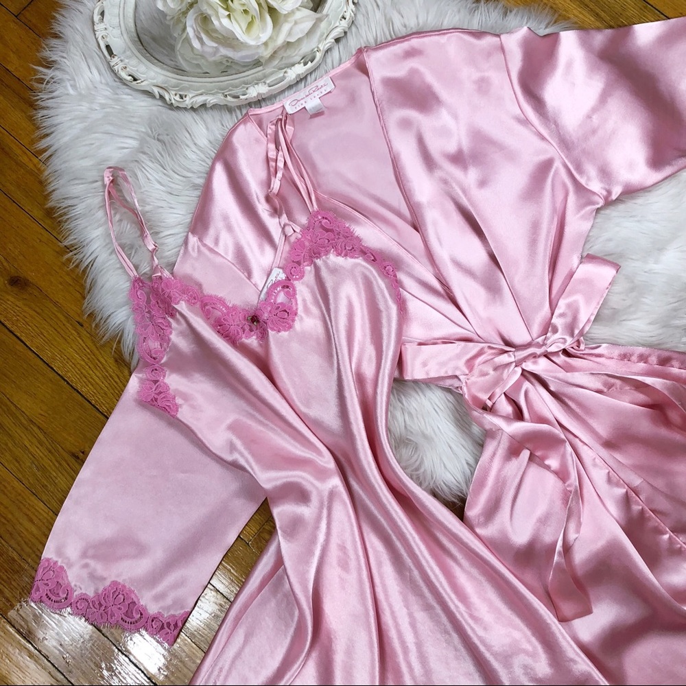 SOLD🌹Vtg Oscar de la Renta Silky Peignoir Set S🌹 - Picture 4 of 4